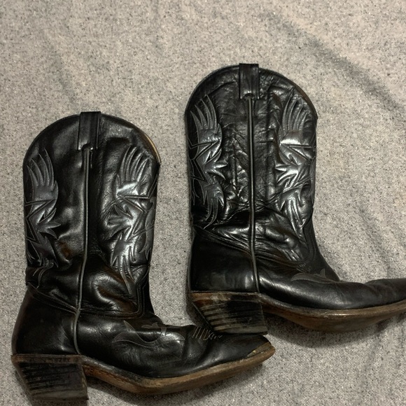 Boulet Cowboy Western Boots Men's Size 10 1/2  2E Black Eagle Leather Canada - Picture 3 of 16